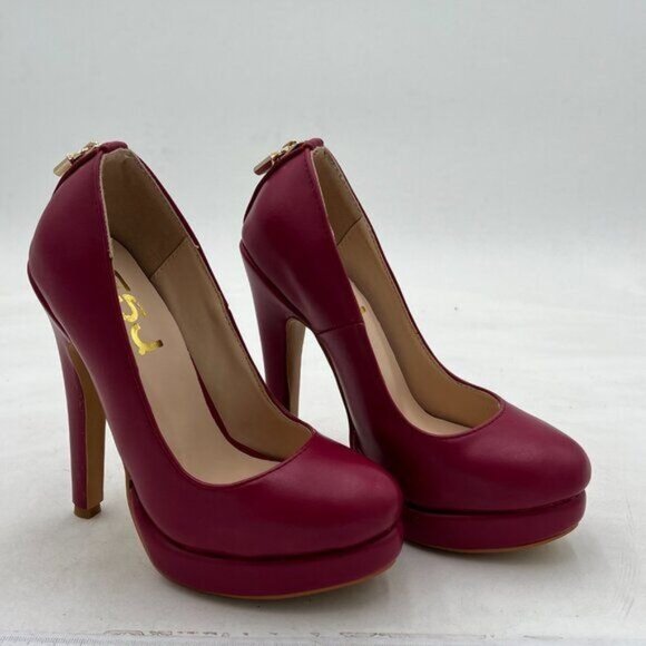 FSJ Dark Red Classic Stiletto Heels Platform Pumps Pointed Toe Formal Shoes - Picture 1 of 7